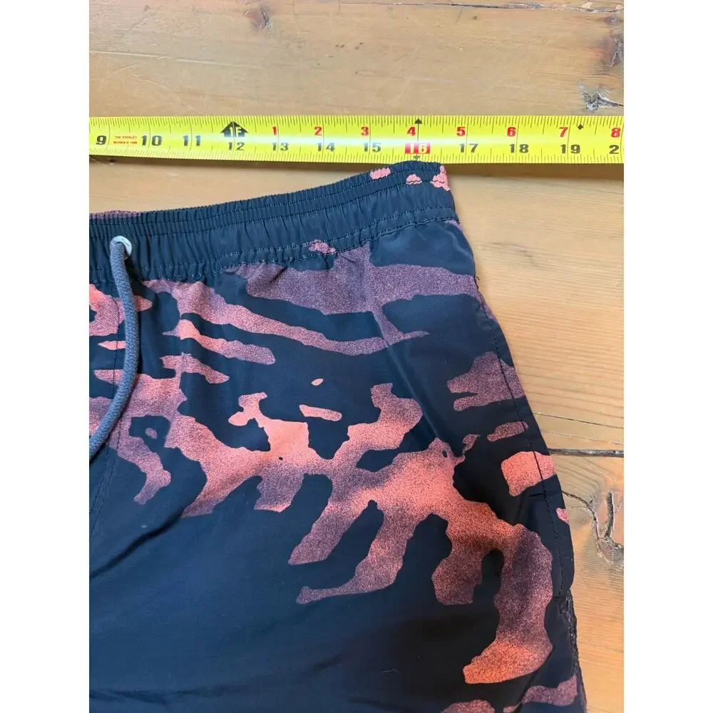 Ksubi Mens Swim Trunks Shorts Large Camo Black Orange Drawstring Casual Beach